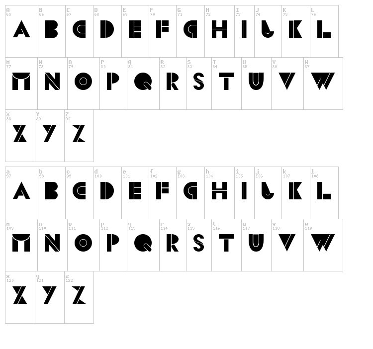 CS Blocks font map